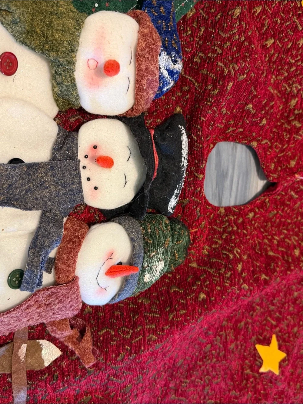 Vtg Winter Wonderland Snowman Tree Skirt- Detailed Hand-Crafted Holiday Decor